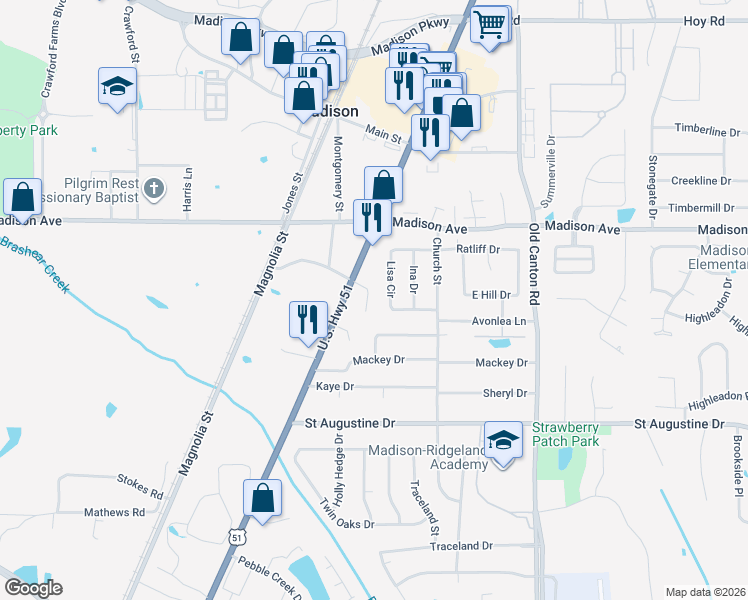 map of restaurants, bars, coffee shops, grocery stores, and more near 1012 Mcdale Lane in Madison