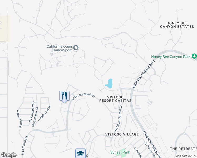 map of restaurants, bars, coffee shops, grocery stores, and more near 755 West Vistoso Highlands Drive in Oro Valley