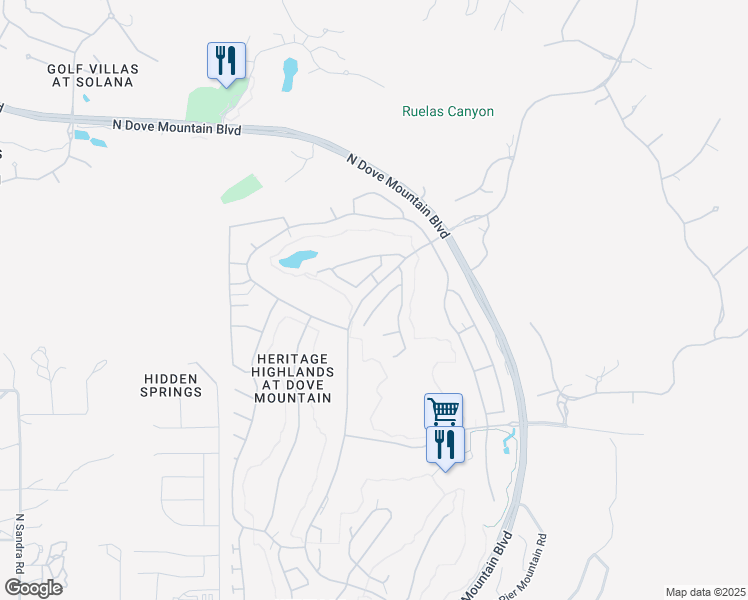 map of restaurants, bars, coffee shops, grocery stores, and more near 13683 North Gold Cholla Place in Marana
