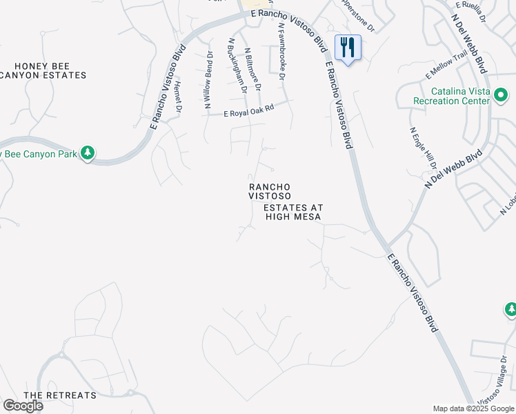 map of restaurants, bars, coffee shops, grocery stores, and more near 13743 North Placita Meseta De Oro in Oro Valley