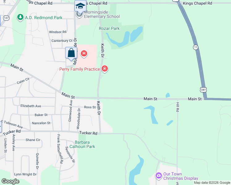 map of restaurants, bars, coffee shops, grocery stores, and more near 1902 Main Street in Perry