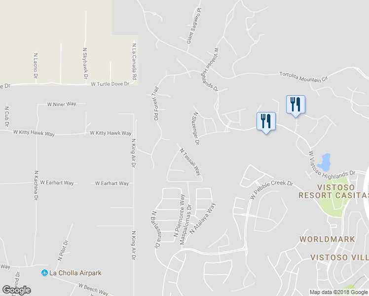 map of restaurants, bars, coffee shops, grocery stores, and more near 13736 North Tessali Way in Oro Valley