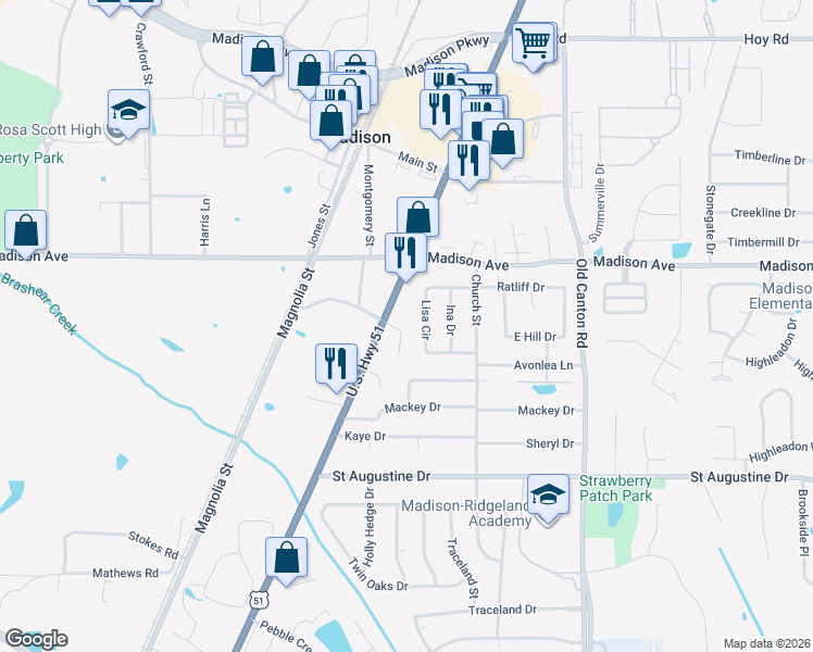 map of restaurants, bars, coffee shops, grocery stores, and more near 1012 Mcdale Lane in Madison