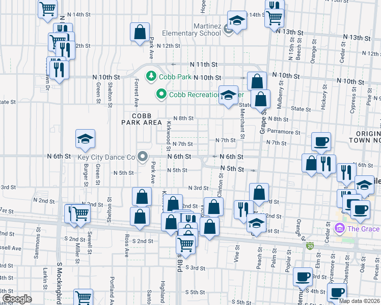 map of restaurants, bars, coffee shops, grocery stores, and more near 2106 North 6th Street in Abilene