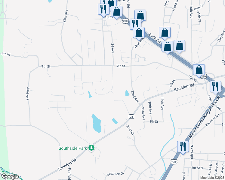 map of restaurants, bars, coffee shops, grocery stores, and more near 627 Builder Drive in Phenix City