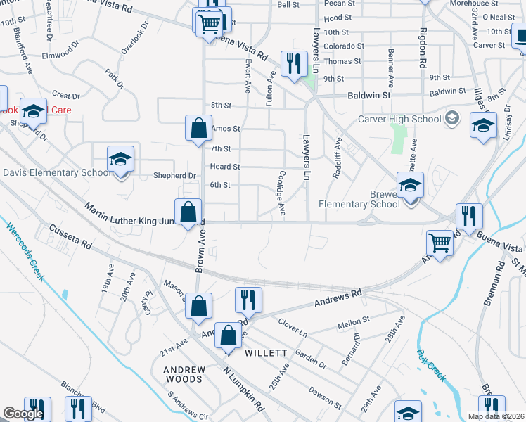 map of restaurants, bars, coffee shops, grocery stores, and more near 2300-2398 Cole Drive in Columbus