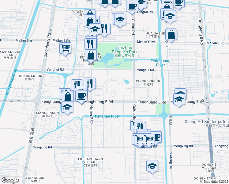 map of restaurants, bars, coffee shops, grocery stores, and more near in Taizhou