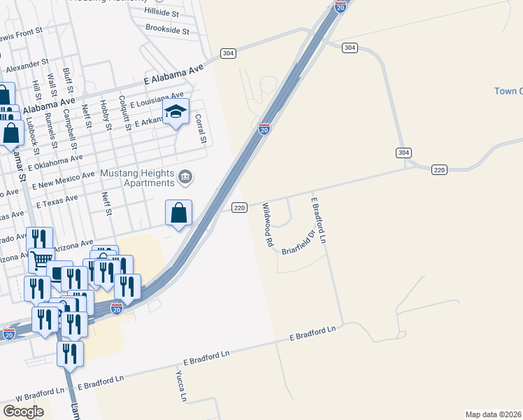 map of restaurants, bars, coffee shops, grocery stores, and more near 102 Wildwood Road in Sweetwater