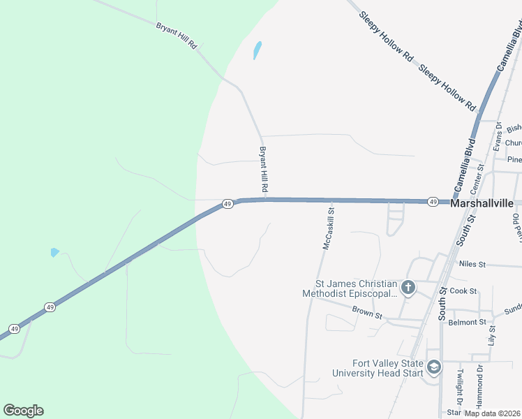 map of restaurants, bars, coffee shops, grocery stores, and more near 500 West Main Street in Marshallville