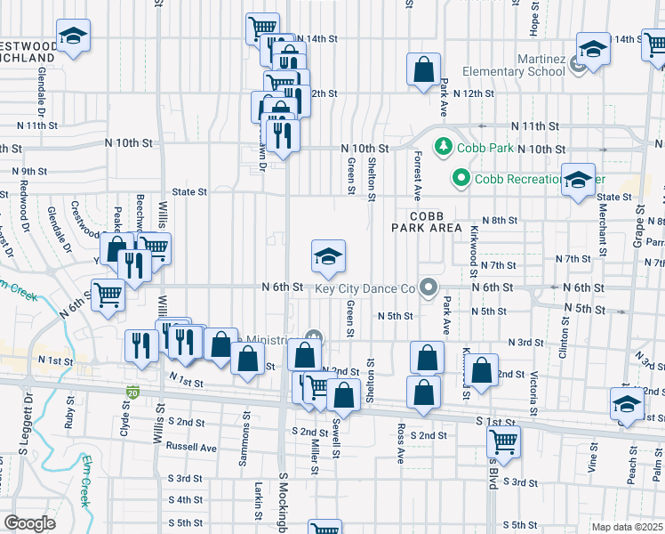 map of restaurants, bars, coffee shops, grocery stores, and more near 2800 North 6th Street in Abilene