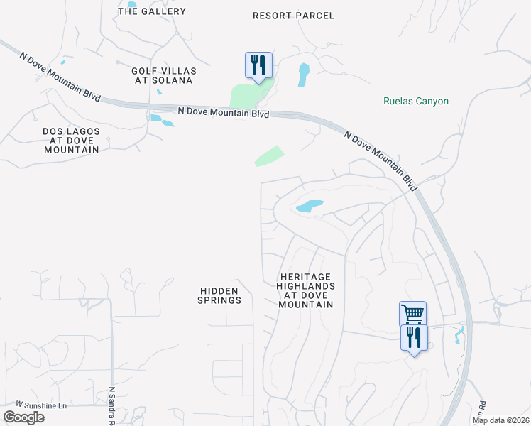 map of restaurants, bars, coffee shops, grocery stores, and more near 5379 West Mountain Pueblo Lane in Marana