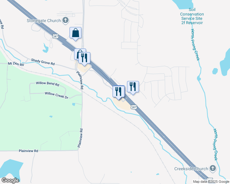 map of restaurants, bars, coffee shops, grocery stores, and more near Presidential Parkway in Midlothian