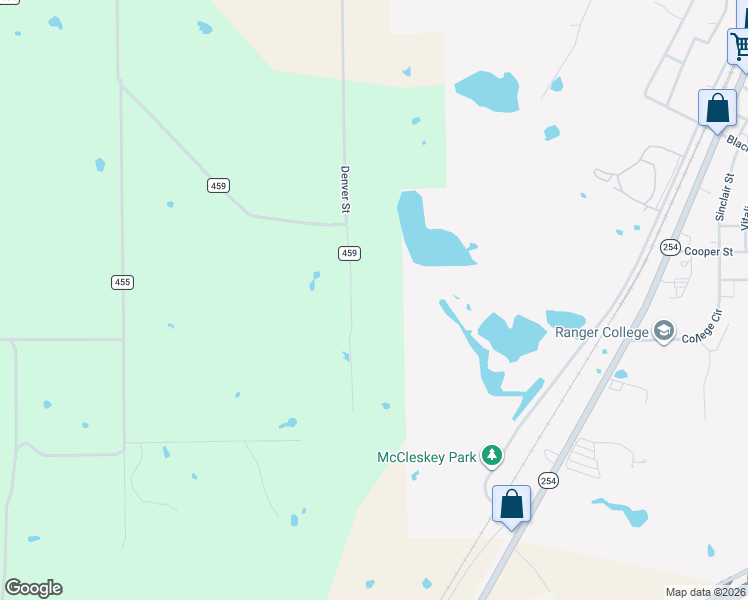 map of restaurants, bars, coffee shops, grocery stores, and more near 402 County Road 459 in Ranger