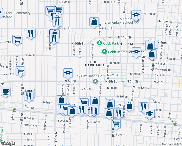 map of restaurants, bars, coffee shops, grocery stores, and more near 658 Forrest Avenue in Abilene