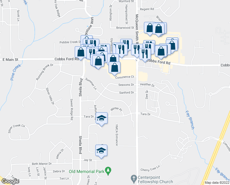 map of restaurants, bars, coffee shops, grocery stores, and more near 1841 Sanford Drive in Prattville