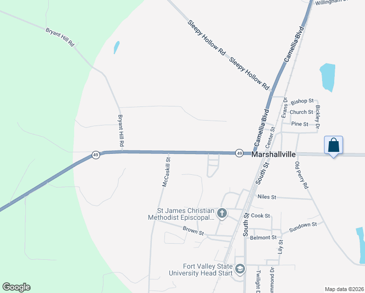 map of restaurants, bars, coffee shops, grocery stores, and more near 319 West Main Street in Marshallville