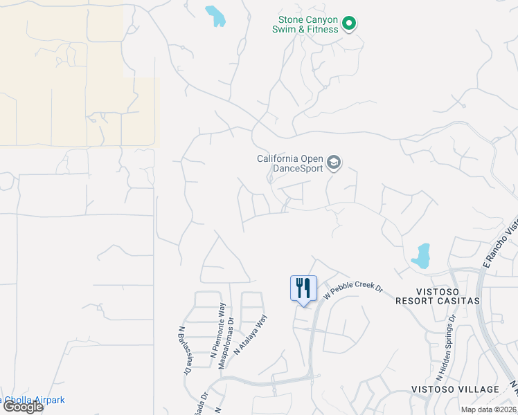 map of restaurants, bars, coffee shops, grocery stores, and more near 13825 Topflite Drive in Oro Valley