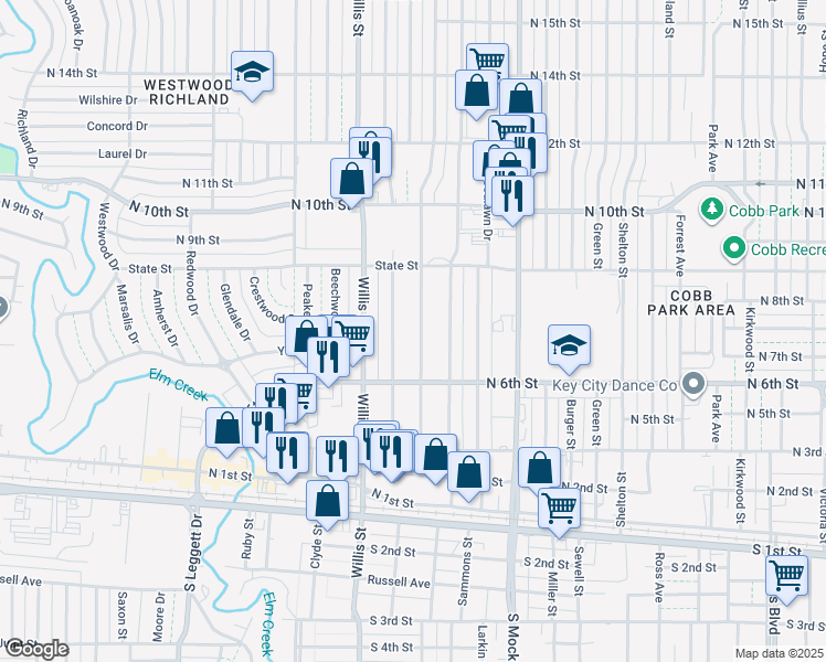 map of restaurants, bars, coffee shops, grocery stores, and more near 710 Westview Dr in Abilene