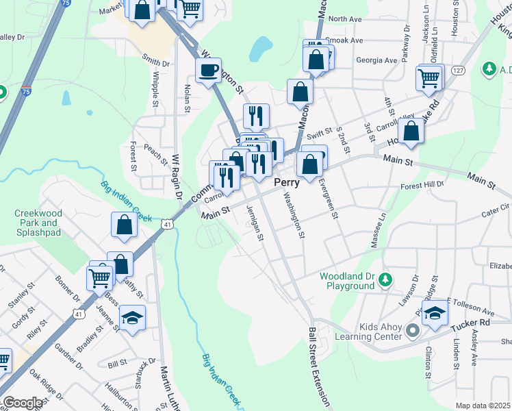 map of restaurants, bars, coffee shops, grocery stores, and more near 800 Main Street in Perry