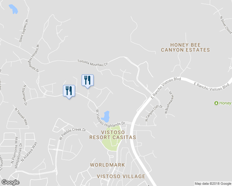 map of restaurants, bars, coffee shops, grocery stores, and more near 560 Quiet Springs Drive in Oro Valley