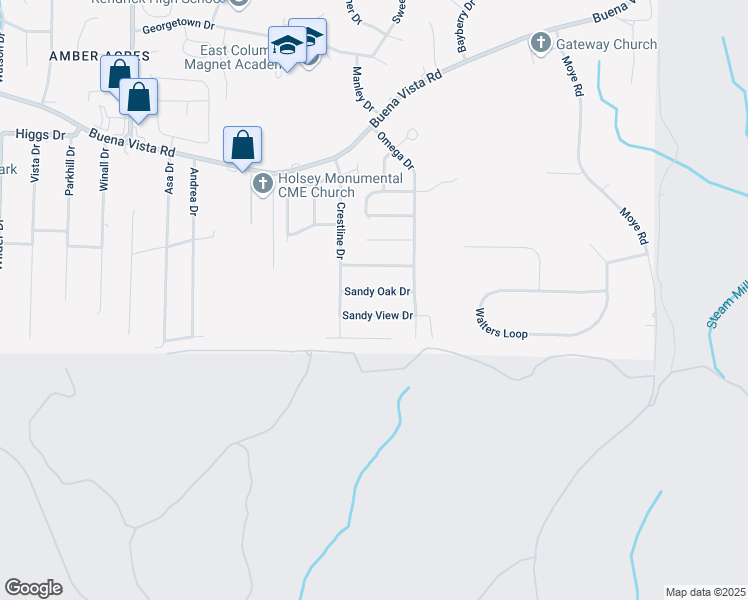 map of restaurants, bars, coffee shops, grocery stores, and more near 5820 Sandy Oak Drive in Columbus