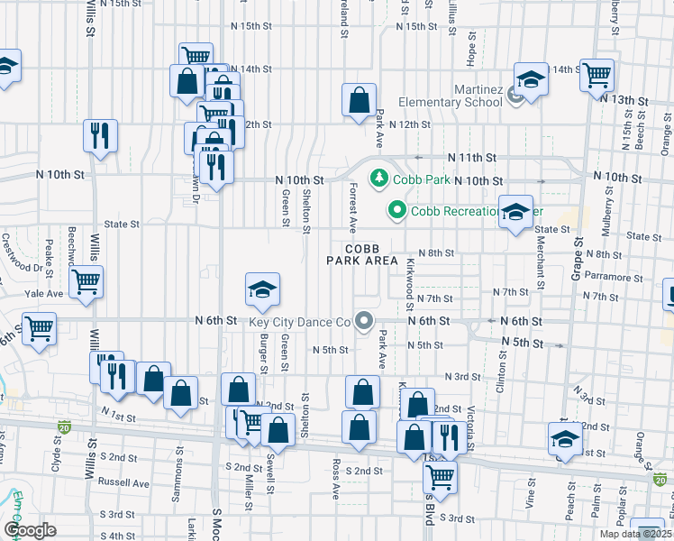 map of restaurants, bars, coffee shops, grocery stores, and more near 682 Westmoreland Street in Abilene