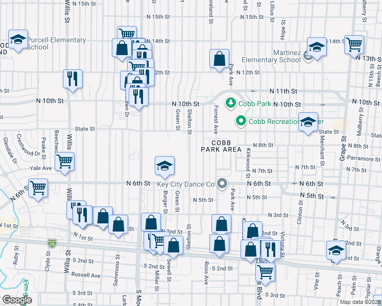 map of restaurants, bars, coffee shops, grocery stores, and more near 682 Westmoreland Street in Abilene
