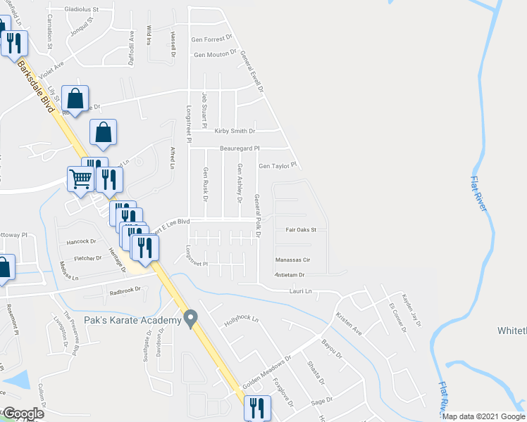 map of restaurants, bars, coffee shops, grocery stores, and more near 4935 General Polk Drive in Bossier City