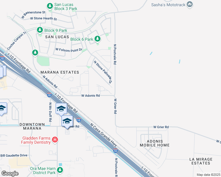 map of restaurants, bars, coffee shops, grocery stores, and more near 13885 North Swift Spear Drive in Marana