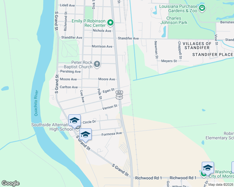 map of restaurants, bars, coffee shops, grocery stores, and more near 324 Egan St in Monroe