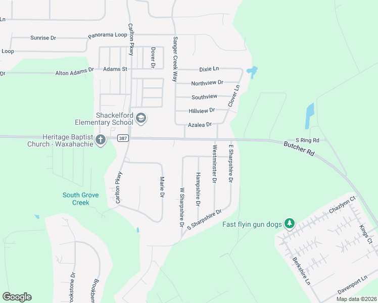 map of restaurants, bars, coffee shops, grocery stores, and more near 1202 North Sharpshire Drive in Waxahachie