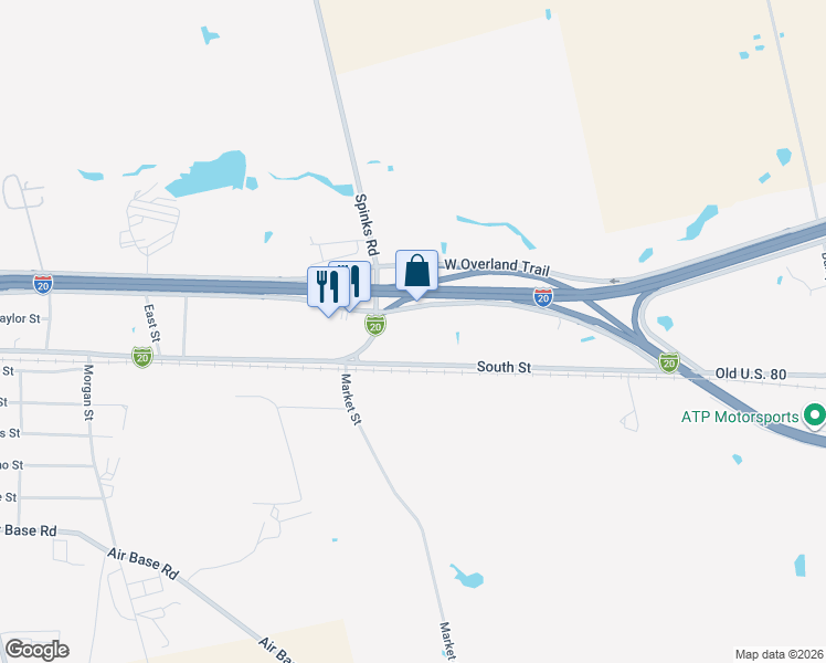 map of restaurants, bars, coffee shops, grocery stores, and more near 103 Interstate 20 Frontage Road in Abilene