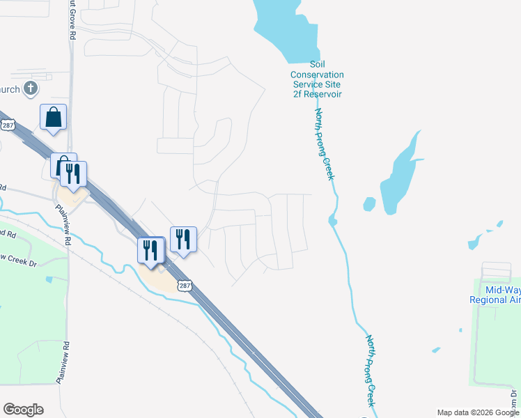 map of restaurants, bars, coffee shops, grocery stores, and more near Presidential Parkway in Midlothian