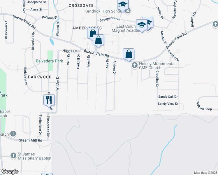map of restaurants, bars, coffee shops, grocery stores, and more near 639 Asa Drive in Columbus