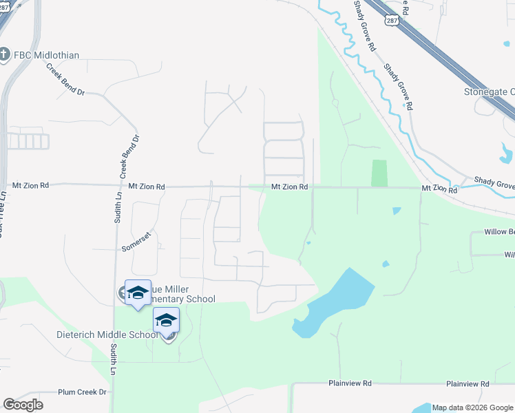 map of restaurants, bars, coffee shops, grocery stores, and more near 2620 Mount Zion Road in Midlothian