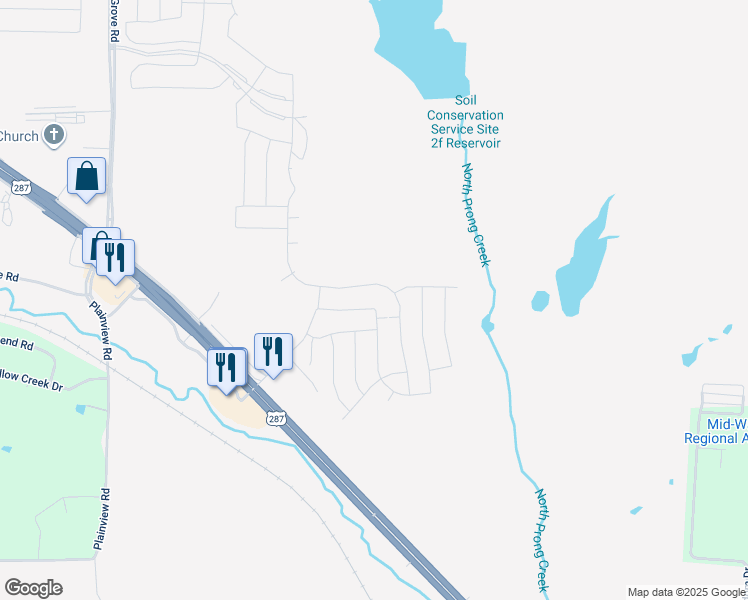 map of restaurants, bars, coffee shops, grocery stores, and more near Presidential Parkway in Midlothian