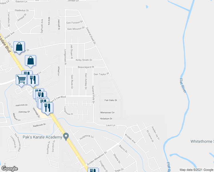 map of restaurants, bars, coffee shops, grocery stores, and more near 209 Cold Harbor Court in Bossier City