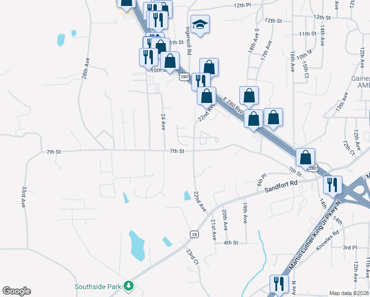 map of restaurants, bars, coffee shops, grocery stores, and more near 705 Williams Avenue in Phenix City