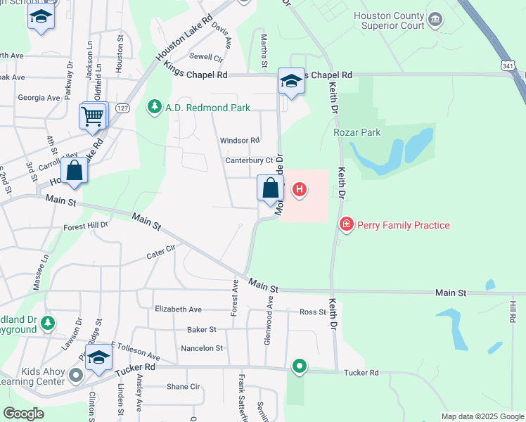 map of restaurants, bars, coffee shops, grocery stores, and more near 1105 Morningside Drive in Perry