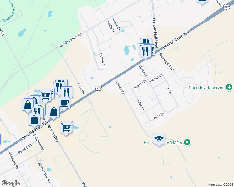 map of restaurants, bars, coffee shops, grocery stores, and more near in DeCordova