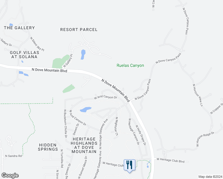 map of restaurants, bars, coffee shops, grocery stores, and more near 5080 West Coyote Gulch Loop in Marana