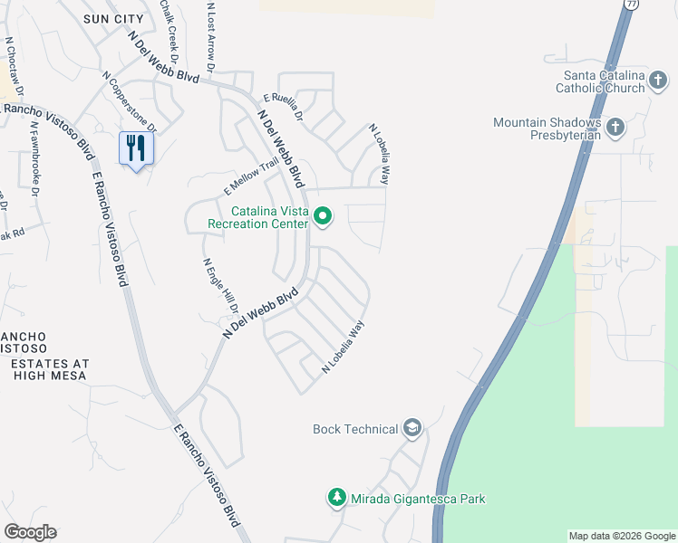 map of restaurants, bars, coffee shops, grocery stores, and more near 2298 East Indian Town Way in Oro Valley