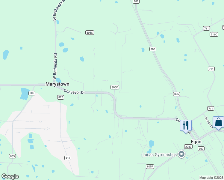 map of restaurants, bars, coffee shops, grocery stores, and more near 4321 Conveyor Drive in Burleson