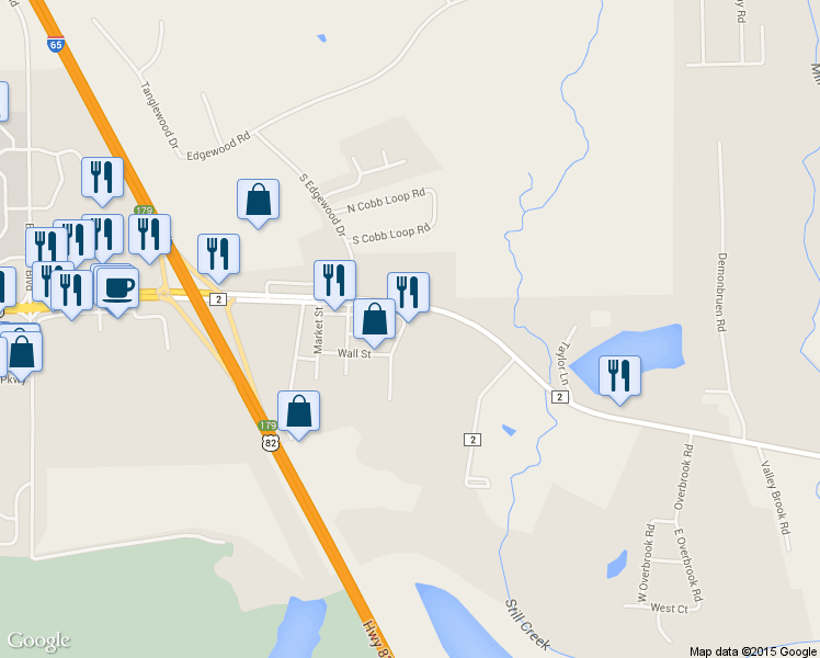 map of restaurants, bars, coffee shops, grocery stores, and more near 2060 Downing St in Millbrook