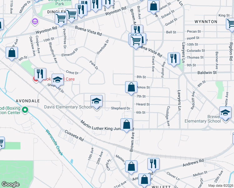 map of restaurants, bars, coffee shops, grocery stores, and more near 2012 Paris Drive in Columbus
