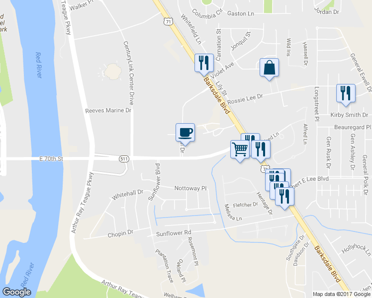 map of restaurants, bars, coffee shops, grocery stores, and more near 4999 Medical Dr in Bossier City