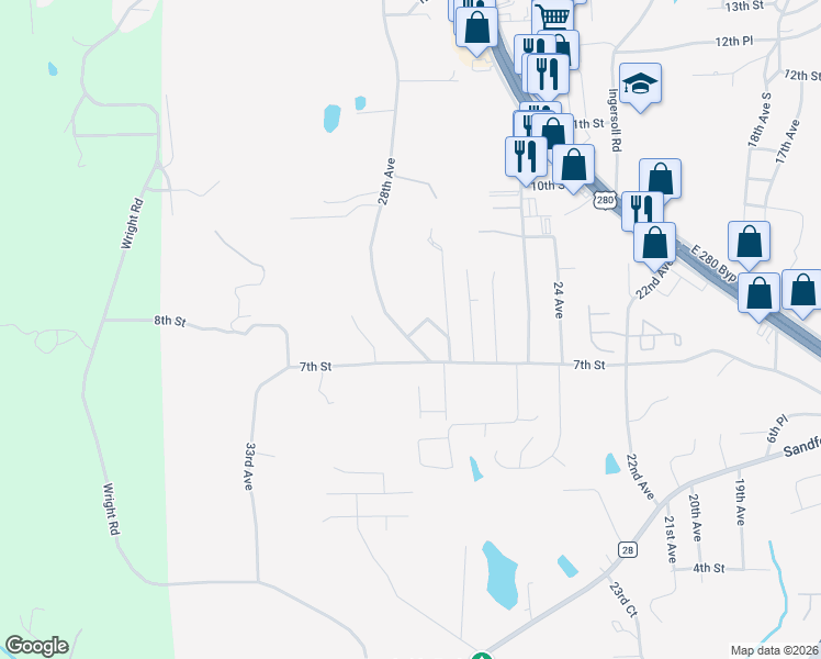 map of restaurants, bars, coffee shops, grocery stores, and more near 1 8th Street in Phenix City