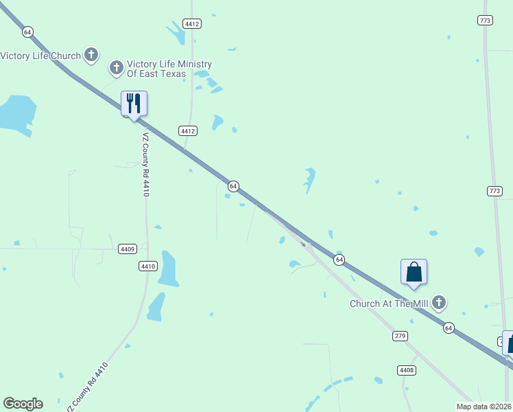 map of restaurants, bars, coffee shops, grocery stores, and more near 15330 Texas 64 in Ben Wheeler