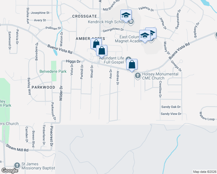 map of restaurants, bars, coffee shops, grocery stores, and more near 723 Asa Drive in Columbus