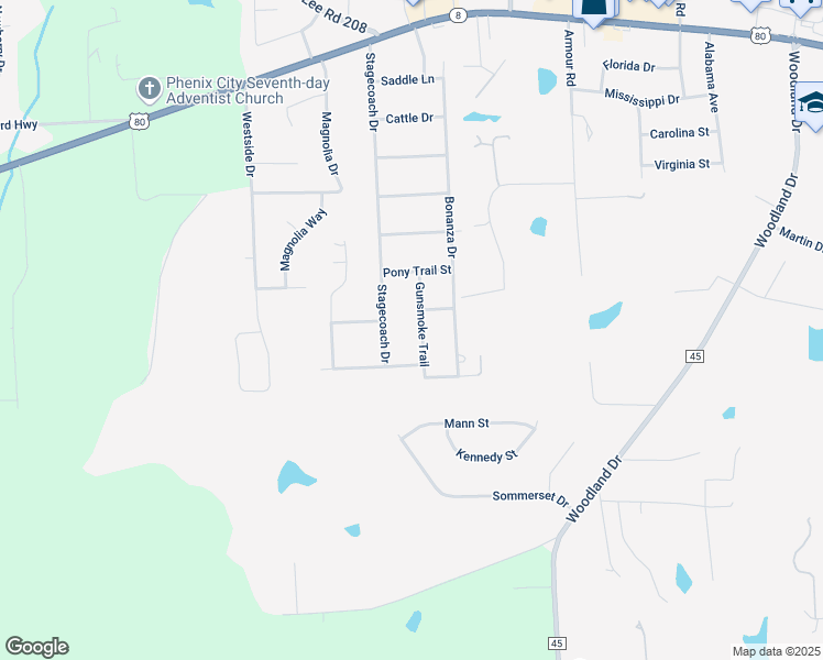 map of restaurants, bars, coffee shops, grocery stores, and more near 803 Gunsmoke Trail in Phenix City